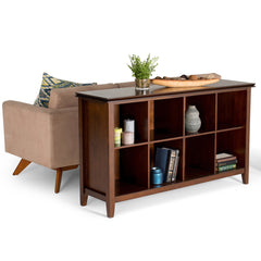Console Table, Solid Pine Wood with Four Legs, Russet Brown