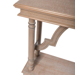 Console Table, Solid Rubberwood with Lower Shelf, Gray