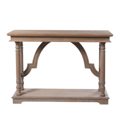 Console Table, Solid Rubberwood with Lower Shelf, Gray