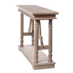 Console Table, Solid Rubberwood with Lower Shelf, Gray
