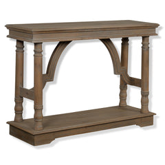 Console Table, Solid Rubberwood with Lower Shelf, Gray
