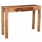 Console Table, Solid Sheesham Wood, Single Drawer, Dark Sheesham Finish