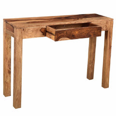 Console Table, Solid Sheesham Wood, Single Drawer, Dark Sheesham Finish