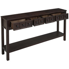Console Table, Solid Wood, 60 Inch, Four Drawers, Espresso