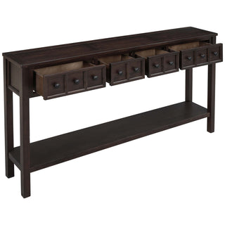 Console Table, Solid Wood, 60 Inch, Four Drawers, Espresso