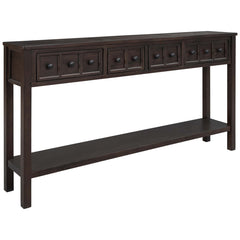 Console Table, Solid Wood, 60 Inch, Four Drawers, Espresso
