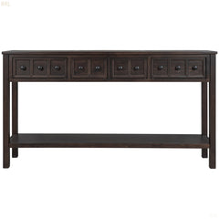 Console Table, Solid Wood, 60 Inch, Four Drawers, Espresso