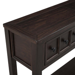 Console Table, Solid Wood, 60 Inch, Four Drawers, Espresso