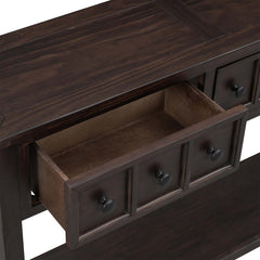 Console Table, Solid Wood, 60 Inch, Four Drawers, Espresso