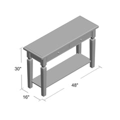 Console Table, Solid Wood, Medium Brown Top, Gray Base
