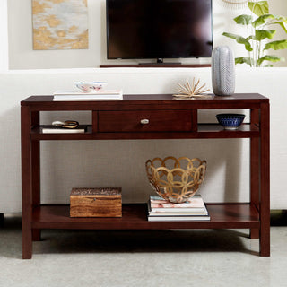 Console Table, Solid Wood with Drawers and Shelves in Espresso