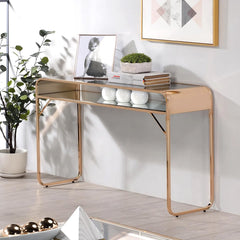 Console Table, Tempered Glass Top, Gold Steel Base
