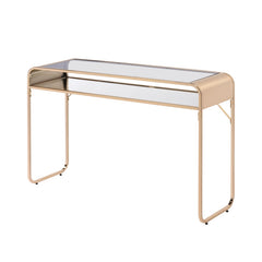 Console Table, Tempered Glass Top, Gold Steel Base