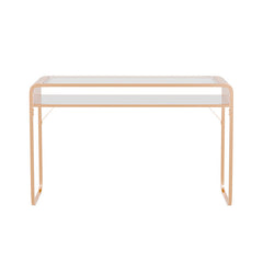 Console Table, Tempered Glass Top, Gold Steel Base