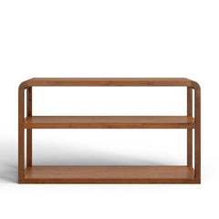 Console Table, Two-Tier Solid and Engineered Wood in Walnut