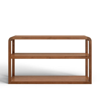 Console Table, Two-Tier Solid and Engineered Wood in Walnut