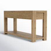 Console Table with 2 Drawers and Open Shelf in Pale Oak Wood