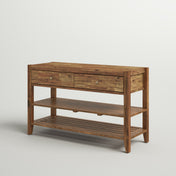 Console Table with 2 Drawers in Brown Solid Acacia Wood