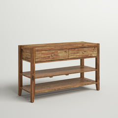 Console Table with 2 Drawers in Brown Solid Acacia Wood