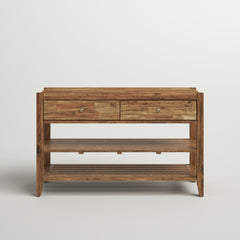 Console Table with 2 Drawers in Brown Solid Acacia Wood