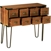 Console Table with 8 Drawers and Wood Top