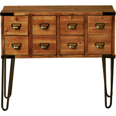 Console Table with 8 Drawers and Wood Top