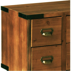 Console Table with 8 Drawers and Wood Top