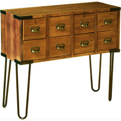 Console Table with 8 Drawers and Wood Top