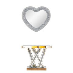 Console Table with Beveled Glass Top in Silver