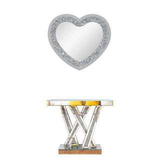 Console Table with Beveled Glass Top in Silver