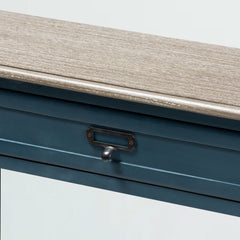 Console Table with Brown Top, Drawer and Two Shelves