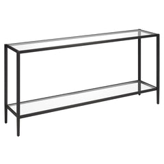 Console Table with Clear Glass Top and Blackened Bronze Base