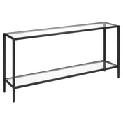 Console Table with Clear Glass Top and Blackened Bronze Base