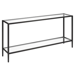 Console Table with Clear Glass Top and Blackened Bronze Base