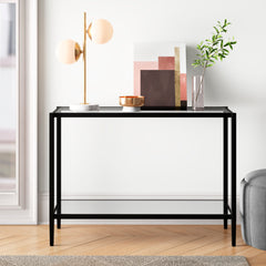 Console Table with Clear Glass Top and Blackened Bronze Base