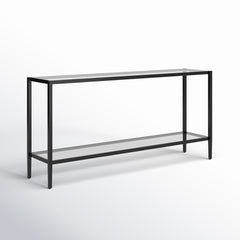 Console Table with Clear Glass Top and Blackened Bronze Base