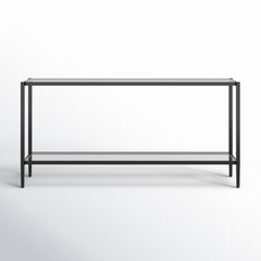 Console Table with Clear Glass Top and Blackened Bronze Base