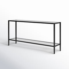 Console Table with Clear Glass Top and Blackened Bronze Base