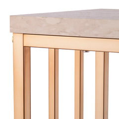 Console Table with Cream Faux Stone Top and Gold Iron Base