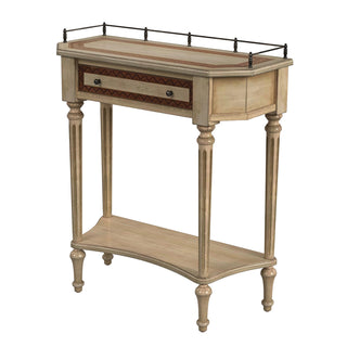 Console Table with Drawer and Lower Shelf in Antique Beige