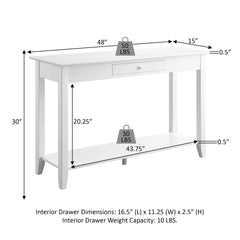 Console Table with Drawer and Shelves, 48-Inch Wide