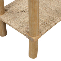 Console Table with Drawers and Shelf, Light Brown Wood