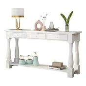Console Table with Drawers and Shelves, Manufactured Wood, White