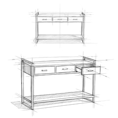 Console Table with Drawers in Mango Wood and Iron, Brown