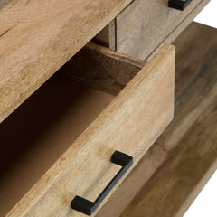 Console Table with Drawers in Mango Wood and Iron, Brown