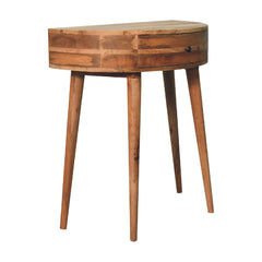 Console Table with Drawers, Solid Wood in Oak Finish with Beige Base