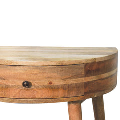 Console Table with Drawers, Solid Wood in Oak Finish with Beige Base