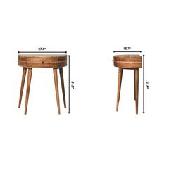 Console Table with Drawers, Solid Wood in Oak Finish with Beige Base