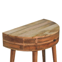 Console Table with Drawers, Solid Wood in Oak Finish with Beige Base