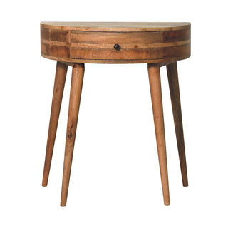 Console Table with Drawers, Solid Wood in Oak Finish with Beige Base
